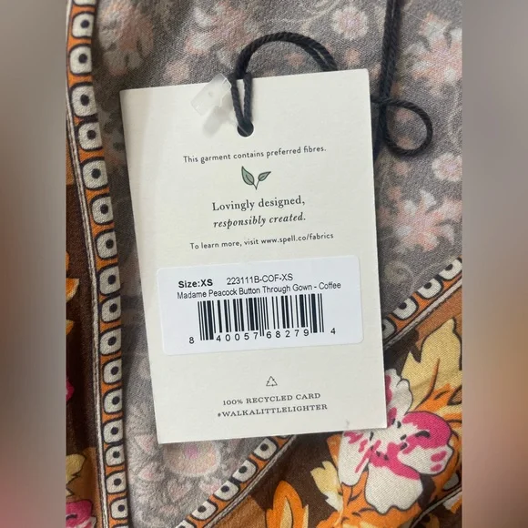 HOLD! DO NOT BUY Spell Madame Peacock Walk Through Gown Dress Duster XS NWT - Picture 9 of 12